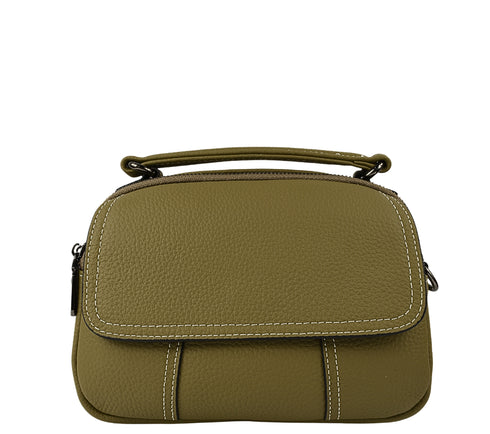 Poseta casual, dama, ADA SHOES, 8717, kaki, piele naturala